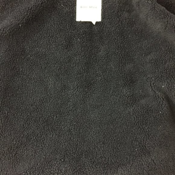 BASIC HOUSE Black Dark Blue Wool Blend Hoodie Duck Down Puffer Oversized Jacket - Picture 4 of 16